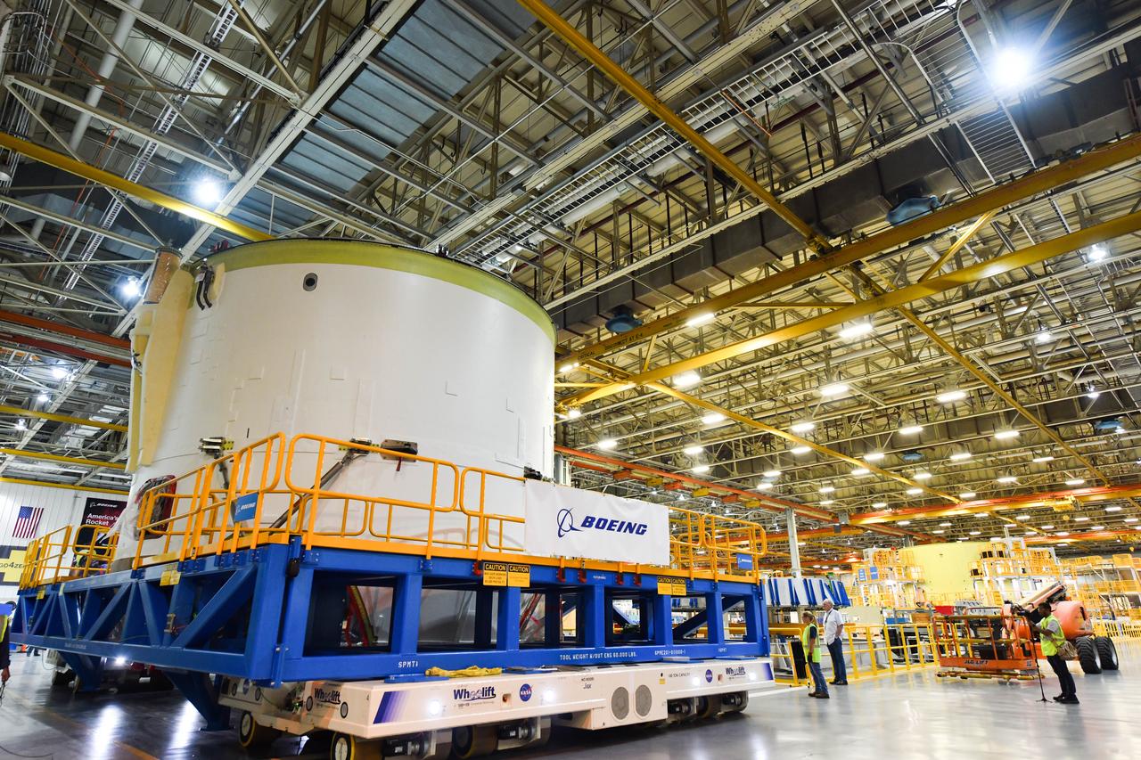 Technicians at NASA’s Michoud Assembly Facility in New Orleans moved the engine section for NASA’s Space Launch System (SLS) rocket to another part of the facility on Sept. 3 to prepare it for joining to the rest of the rocket’s core stage. The engine section, which comprises the lowest portion of the 212-foot-tall stage, is the last major component to be horizontally integrated to the core stage. Michoud crews completed assembly on the flight hardware that will be used for Artemis I, the first lunar mission of SLS and NASA’s Orion spacecraft, on Aug. 29. NASA and Boeing engineers removed the scaffolding surrounding the hardware to use a special tool to properly position the engine section for its attachment to the rest of the stage. The core stage’s two liquid propellant tanks and four RS-25 engines will produce more than 2 million pounds of thrust to send the SLS rocket and Orion on the Artemis lunar missions. The engine section houses the four RS-25 engines and includes vital systems for mounting, controlling and delivering fuel form the propellant tanks to the rocket’s engines.  Offering more payload mass, volume capability and energy to speed missions through space, the SLS rocket, along with NASA’s Gateway in lunar orbit and Orion, is part of NASA’s backbone for deep space exploration and the Artemis lunar program. No other rocket is capable of carrying astronauts in Orion around the Moon in a single mission.